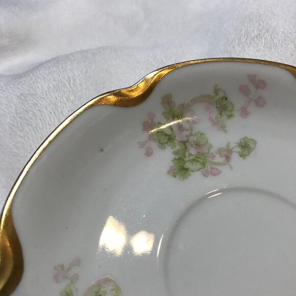 Haviland Floral Limoges Plate White w/Gold Trim GUC Vintage Saucer Tea Schleiger - Picture 6 of 8